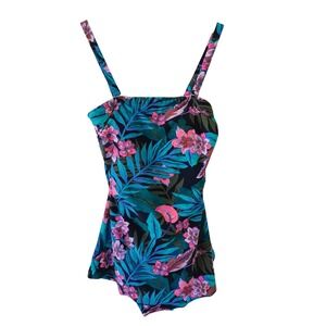 Ceeb Emerald Coast Floral Sarong One Piece Swimsuit Tummy Trimmer Bandeau 10 NEW